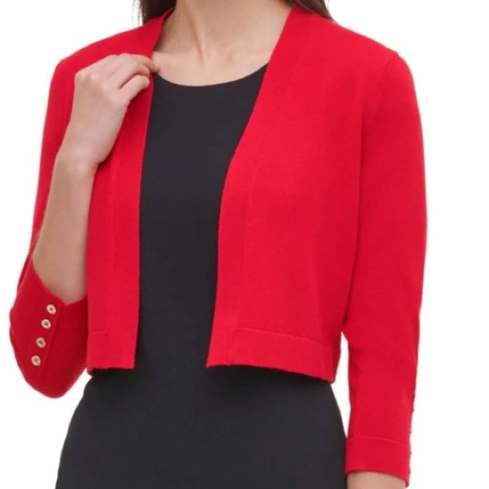 Red cardigan